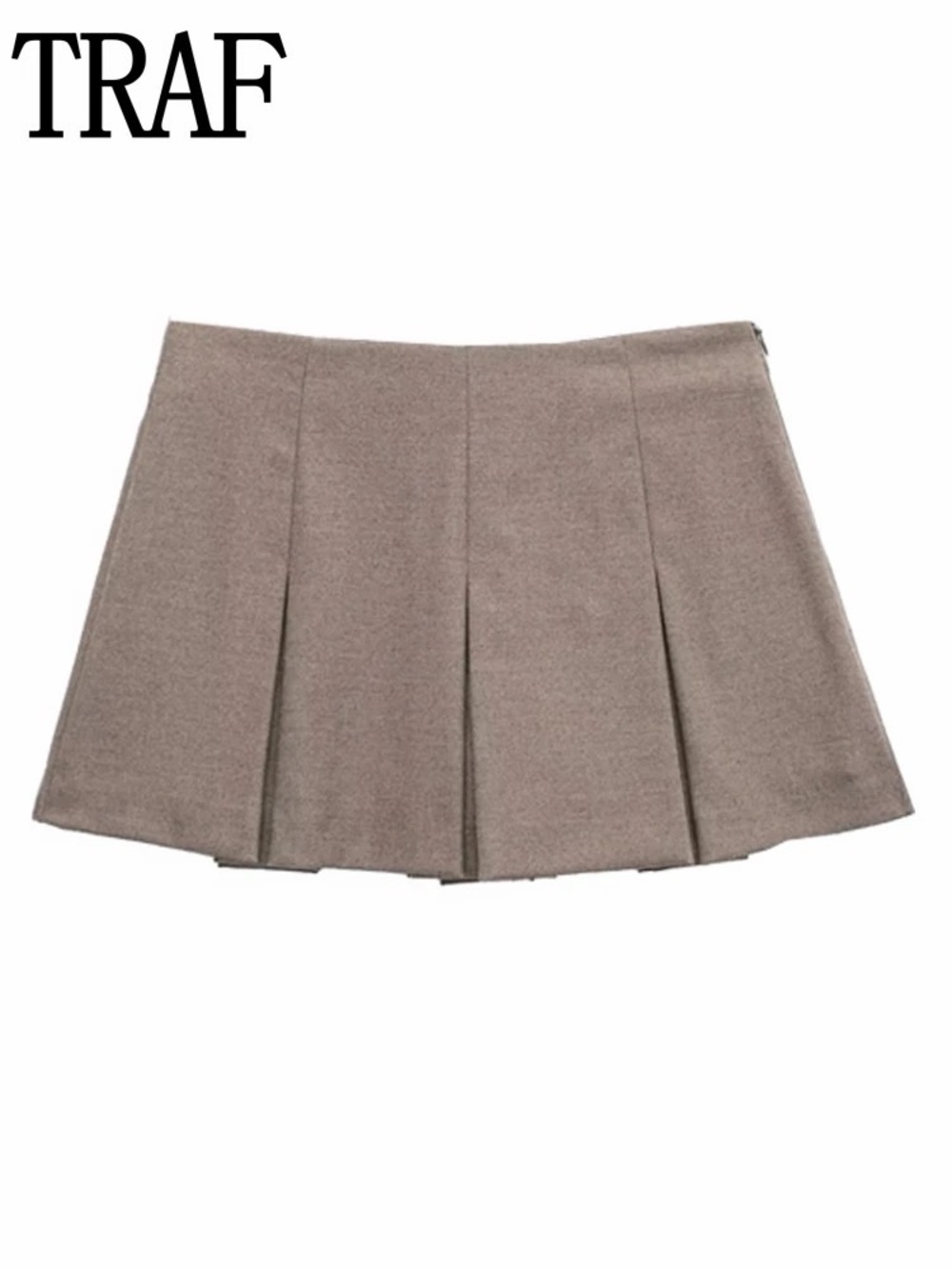 Taupe Pleated Mini Skirt